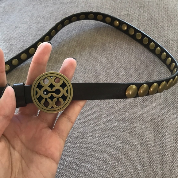 Coach leather belt with brass studs - Picture 1 of 6